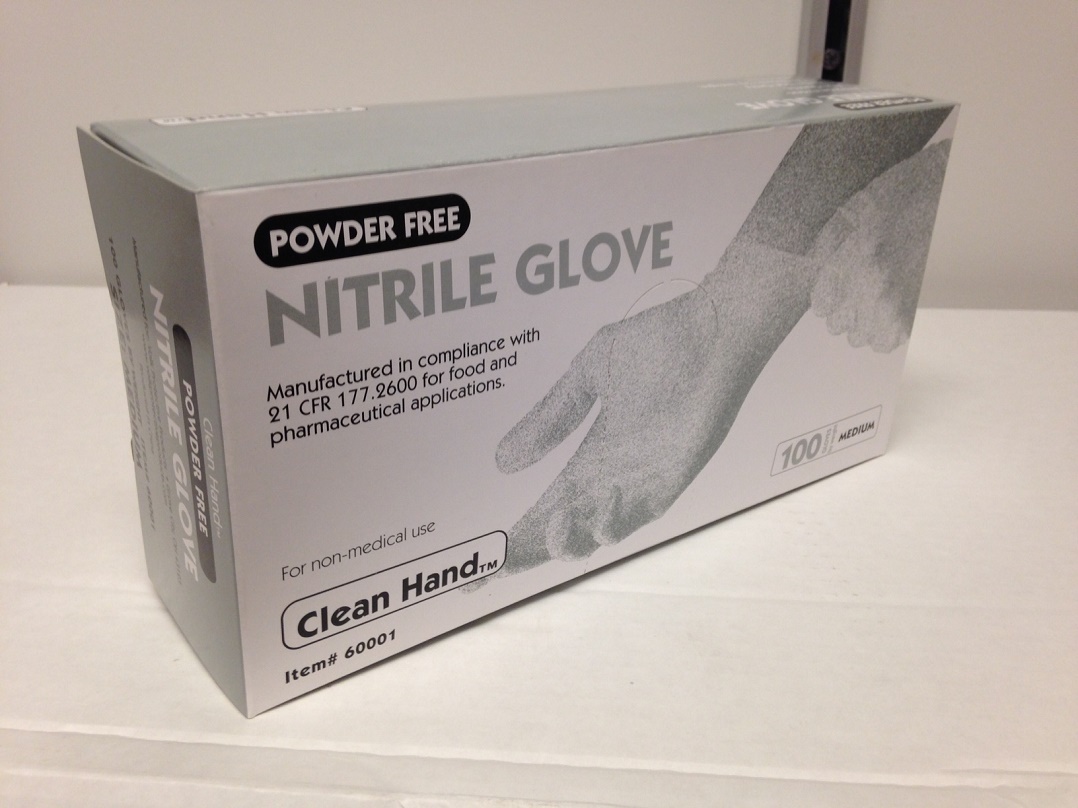 GLOVE NITRILE 5 MIL BLUE;POWDER FREE 100/BX - Latex, Supported